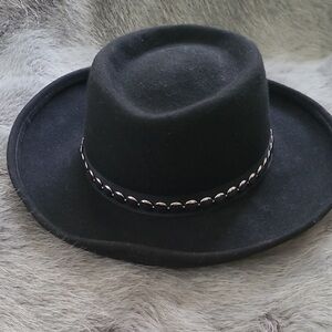 Black Felt Hat with Silver Accents